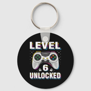 Birthday Boy Level 6 Unlocked Video Gamer 6 Years Key Ring