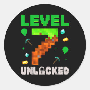 Birthday Boy Level 7 Unlocked 7th Birthday Game Pi Classic Round Sticker