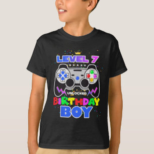 Birthday Boy Level 7 Unlocked Video Game 7th Birth T-Shirt