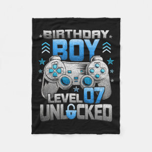 Birthday Boy Level 7 Unlocked Video Game Party Fleece Blanket