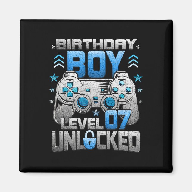 Birthday Boy Level 7 Unlocked Video Game Party  Magnet (Front)