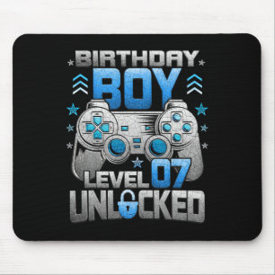 Birthday Boy Level 7 Unlocked Video Game Party Mouse Mat