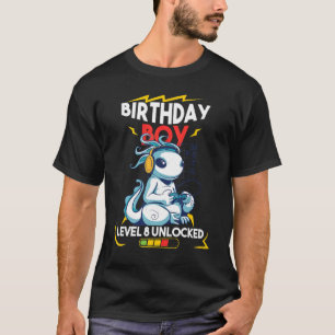 Birthday Boy Level 8 Unlocked Panda 8th Video Game T-Shirt