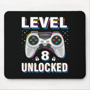 Birthday Boy Level 8 Unlocked Video Gamer 8 Years Mouse Mat