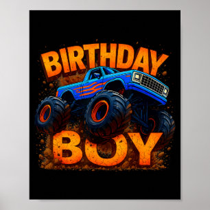 Birthday Boy Monster Truck Funny Family Matching Poster