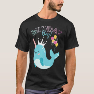 Birthday Boy Narwhals  Boys Kids Birthday Party Sq T-Shirt