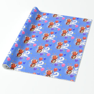 Birthday Boy or Girl age 2 Ladybug wrapping paper. Paper