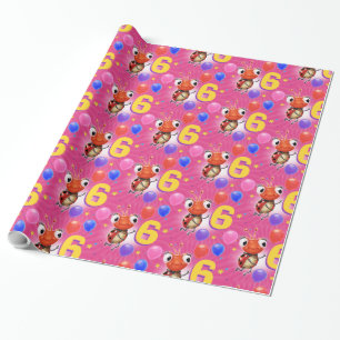 Birthday Boy or Girl age 6 Ladybug wrapping paper. Paper