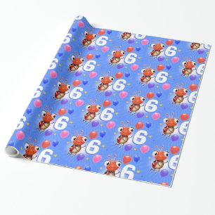 Birthday Boy or Girl age 6 Ladybug wrapping paper. Paper