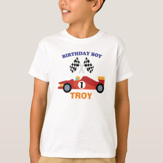 Birthday boy personalised any age racecar T-Shirt