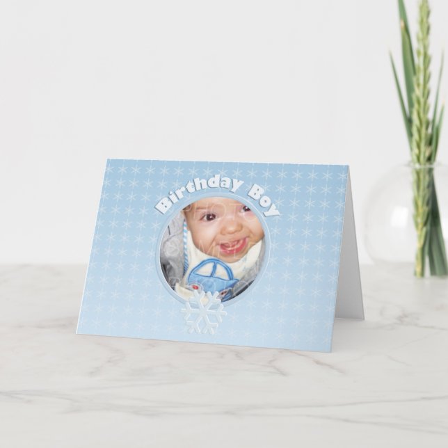Birthday Boy Photo Winter Onederland Card (Front)