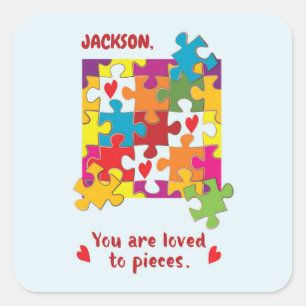 Birthday Boy Puzzle Love to Pieces Square Sticker
