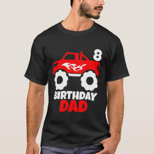Birthday Boy Red Monster Truck Matching Dad Black T-Shirt
