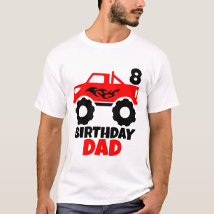 Birthday Boy Red Monster Truck Matching Dad T-Shirt