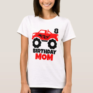 Birthday Boy Red Monster Truck Matching Mum T-Shirt