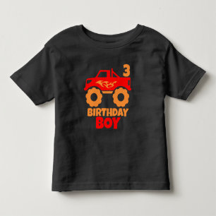 Birthday Boy Red Monster Truck with Age Orange Toddler T-Shirt