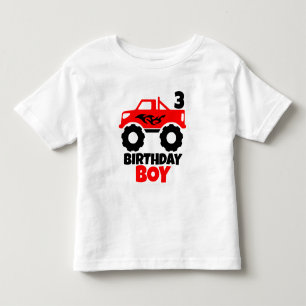 Birthday Boy Red Monster Truck with Age Toddler T-Shirt