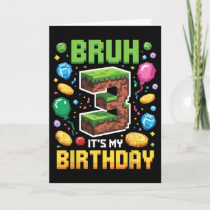 Birthday Boy Shirt Bruh It's My 3rd Birthday Video Card