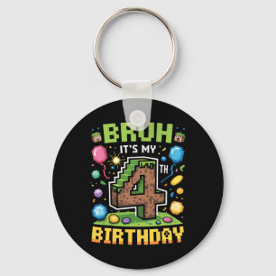 Birthday Boy Shirt Bruh It's My 4th Birthday Video Key Ring