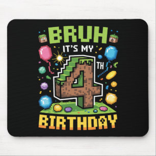 Birthday Boy Shirt Bruh It's My 4th Birthday Video Mouse Mat