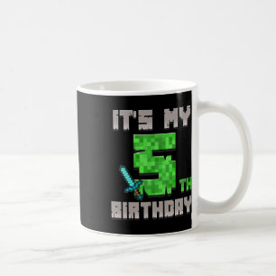 Birthday Boy Shirt It's My 5th Birthday Gamer Pixe Coffee Mug