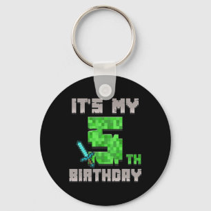 Birthday Boy Shirt It's My 5th Birthday Gamer Pixe Key Ring