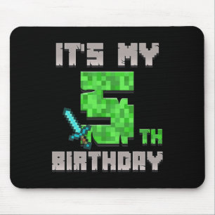 Birthday Boy Shirt It's My 5th Birthday Gamer Pixe Mouse Mat