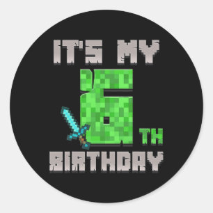 Birthday Boy Shirt It's My 6th Birthday Gamer Pixe Classic Round Sticker