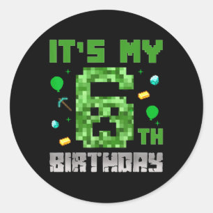 Birthday Boy Shirt Its My 6th Birthday Video Game  Classic Round Sticker