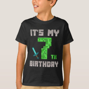Birthday Boy Shirt It's My 7th Birthday Gamer Pixe