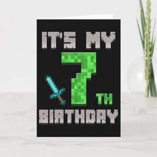 Birthday Boy Shirt It's My 7th Birthday Gamer Pixe Card