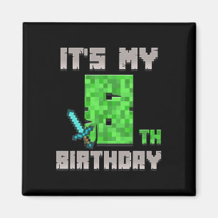 Birthday Boy Shirt It's My 8th Birthday Gamer Pixe Magnet