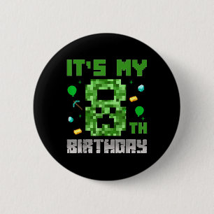 Birthday Boy Shirt Its My 8th Birthday Video Game 6 Cm Round Badge