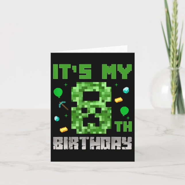 Birthday Boy Shirt Its My 8th Birthday Video Game  Card (Front)
