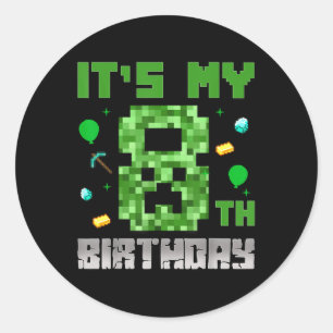 Birthday Boy Shirt Its My 8th Birthday Video Game  Classic Round Sticker