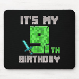 Birthday Boy Shirt It's My 9th Birthday Gamer Pixe Mouse Mat