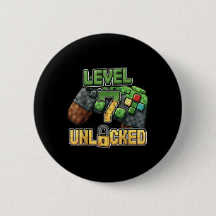 Birthday Boy Shirt Level 7 Unlocked 7th Birthday G 6 Cm Round Badge