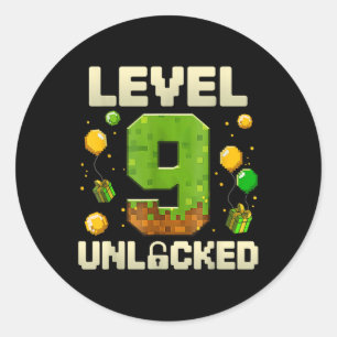 Birthday Boy Shirt Level 9 Unlocked 9th Birthday G Classic Round Sticker
