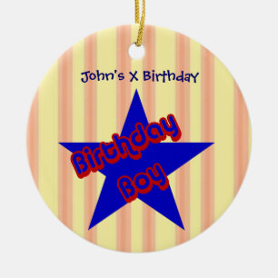 Birthday Boy Star Cute Customisable Ornament