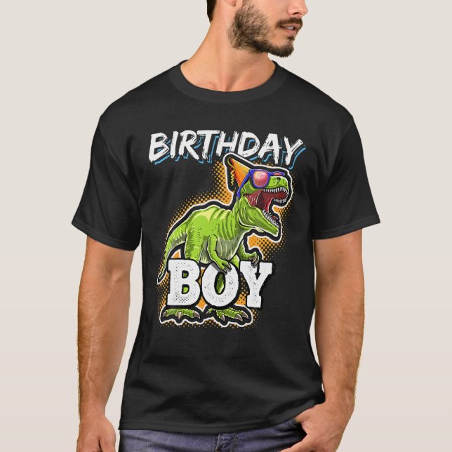 Birthday Boy T Rex Dinosaur Party Gift For Boys T-Shirt (Front)