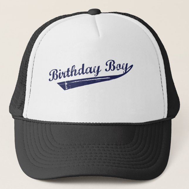 Birthday boy team tshirt trucker hat (Front)
