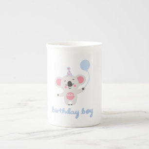 Birthday Boy Teddy Bear Holding A Balloon Bone China Mug