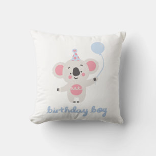 Birthday Boy Teddy Bear Holding A Balloon Cushion