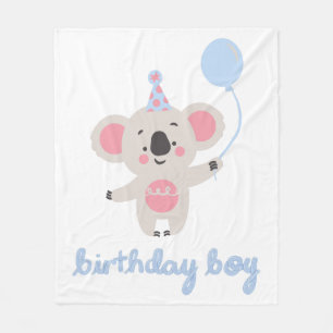 Birthday Boy Teddy Bear Holding A Balloon Fleece Blanket
