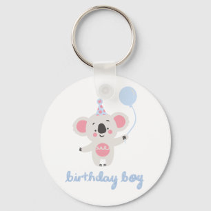 Birthday Boy Teddy Bear Holding A Balloon Key Ring