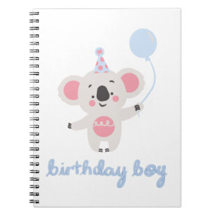 Birthday Boy Teddy Bear Holding A Balloon Notebook