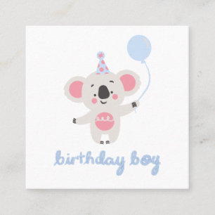 Birthday Boy Teddy Bear Holding A Balloon Square Business Card