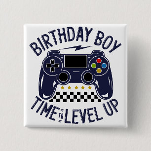 Birthday Boy Time to Level Up 15 Cm Square Badge
