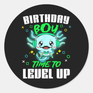 Birthday Boy Time To Level Up Gamer Birthday Kids Classic Round Sticker
