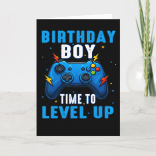 Birthday Boy Time To Level Up Gamer Video Game 7 Y Card